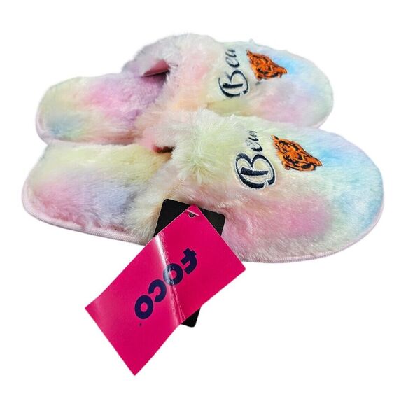 Chicago Bears NFL Kids SZ XL (7-8) Multi-Color Fluffy Slippers by FOCO NWT - Picture 2 of 7